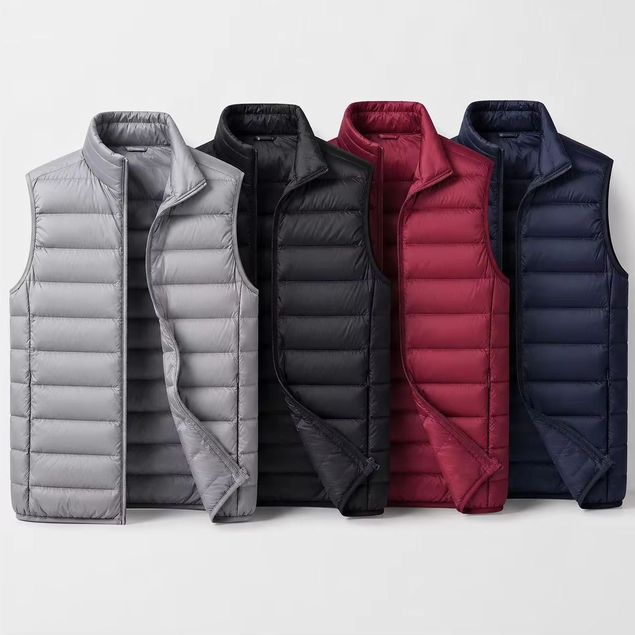 Winter Clothing Brands - เสื้อกั๊กผู้ชายแบบไม่มีแขน เสื้อแจ็คเก็ตกันหนาว กันน้ำ ซิปหน้า คอตั้ง สไตล์ลำลอง