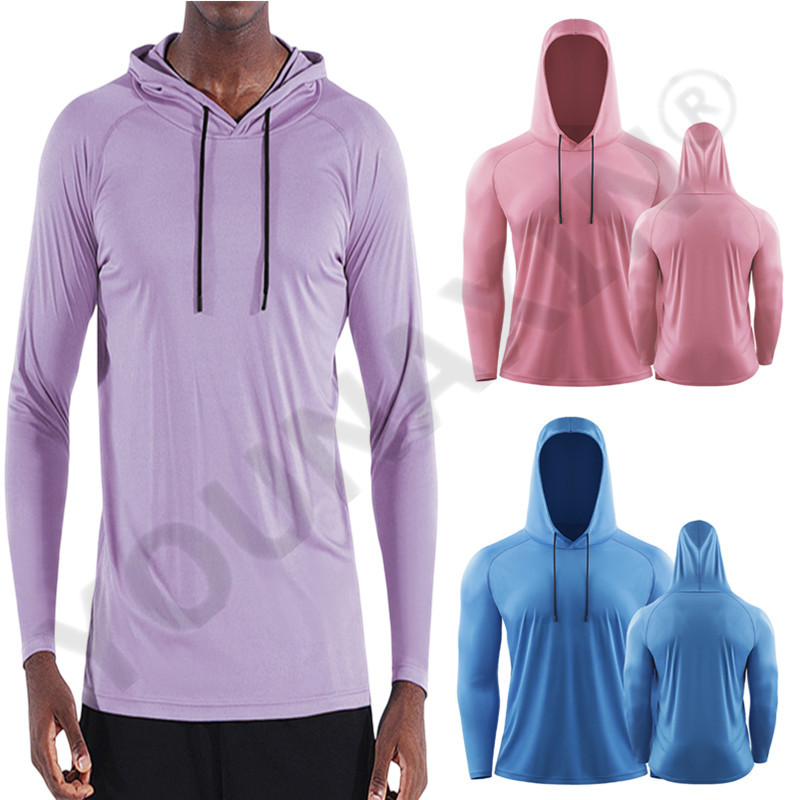 Winter Sun Clothing - ผู้ชายป้องกันแสงแดดเสื้อผ้าHoodedแขนยาวกีฬาฟิตเนสตกปลากลางแจ้งวิ่งบาสเกตบอลการฝึกอบรมเสื้อยืดS-4XL