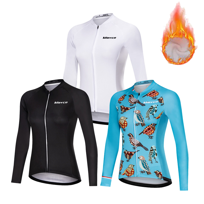 Winter Clothing Pinterest - เสื้อปั่นจักรยาน Mieyco-Fleece สำหรับผู้หญิง แขนยาว เหมาะสำหรับปั่นจักรยานเสือภูเขา เสื้อกีฬาสำหรับปั่นจักรยาน