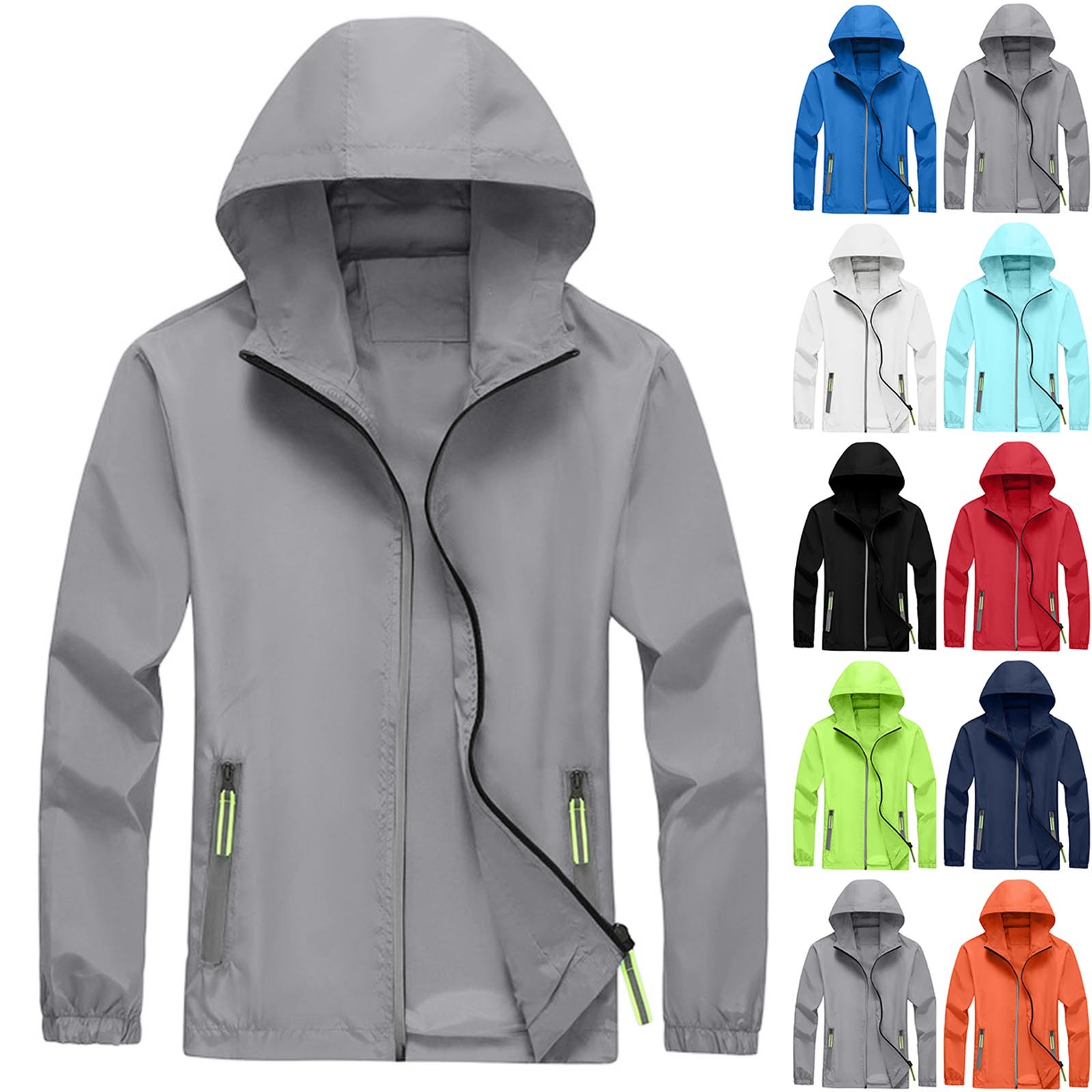Winter Sun Clothing - เสื้อแจ็คเก็ตกันลมกันน้ำสำหรับผู้ชาย รุ่นฤดูหนาว สีพื้น น้ำหนักเบา ทรงหลวม ขนาดใหญ่
