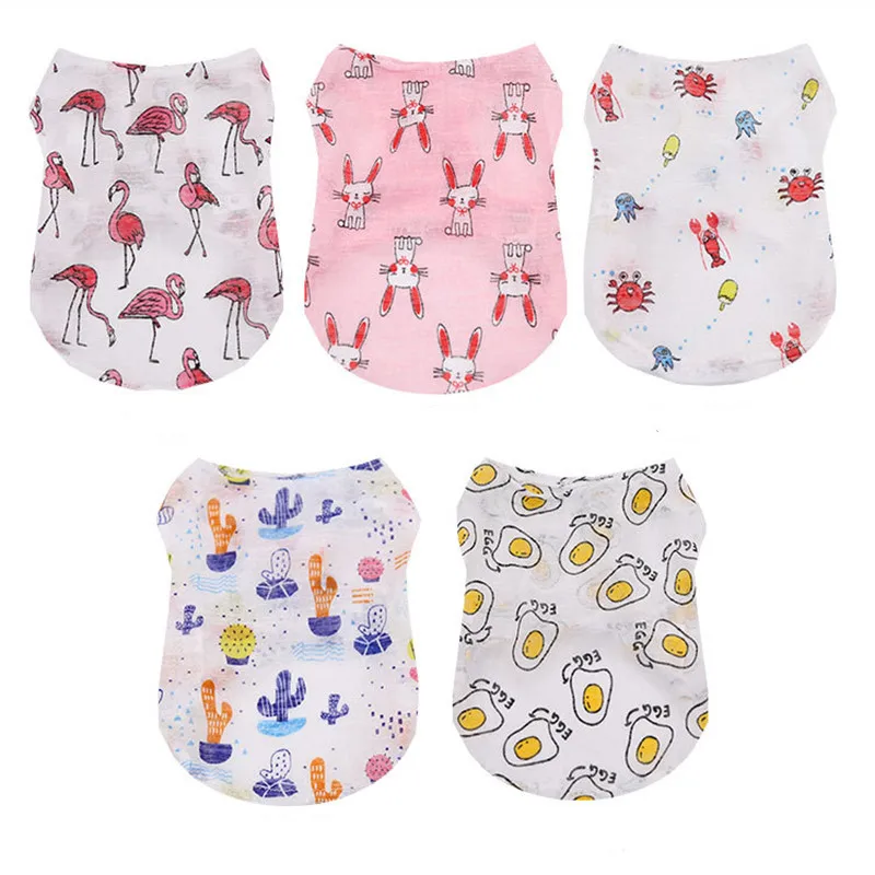 Winter Clothing For Dogs - เสื้อกั๊กสุนัขลายการ์ตูนน่ารัก 5 สี สำหรับฤดูร้อน เสื้อผ้ากันแดด ระบายอากาศดี