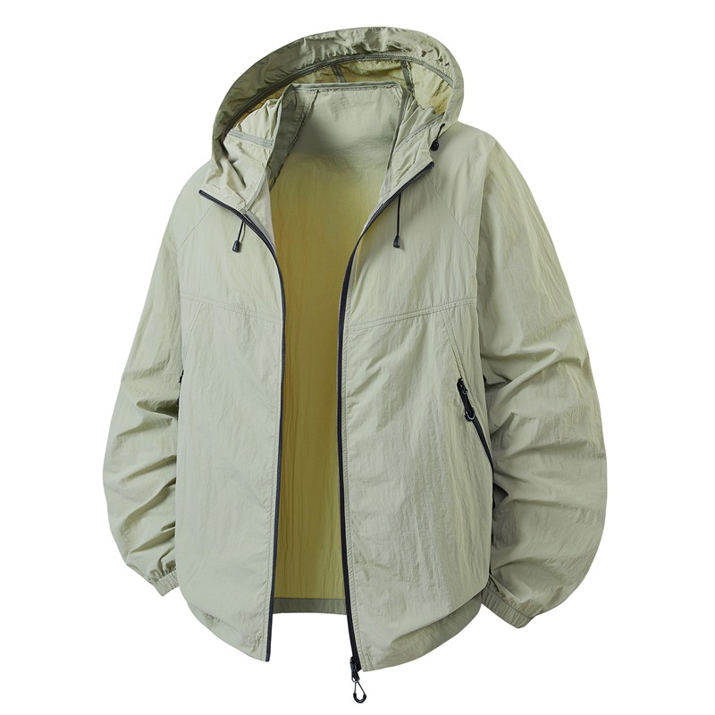 Winter Sun Clothing - ฤดูใบไม้ผลิและฤดูร้อนเสื้อแจ็คเก็ตใหม่บางมีฮู้ดเสื้อกันลมผู้ชายลำลองระบายอากาศชุดทำงานเสื้อผ้าป้องกันแสงแดด