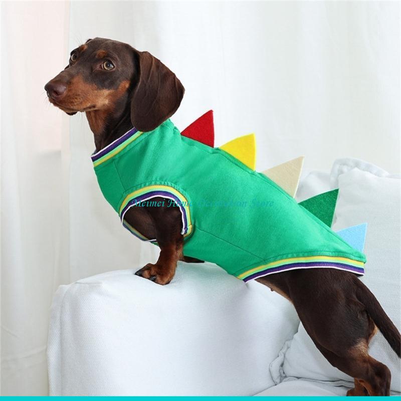 Winter Clothing For Dogs - H7BF เสื้อกั๊กธีมไดโนเสาร์ดัชชุนด์ ดีไซน์ 2 ขา สวมใส่เสื้อผ้าฤดูหนาวได้ง่าย