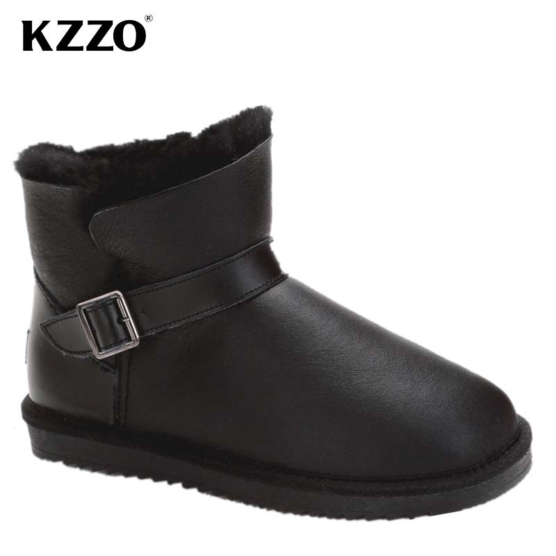 Snow Boot Fur Lined - KZZO 2025 ใหม่ผู้ชายสบายๆหนังSheepskinฤดูหนาวหิมะรองเท้าบูทขนสัตว์ธรรมชาติเรียงรายเก็บรองเท้าอุ่นกันน้ํา