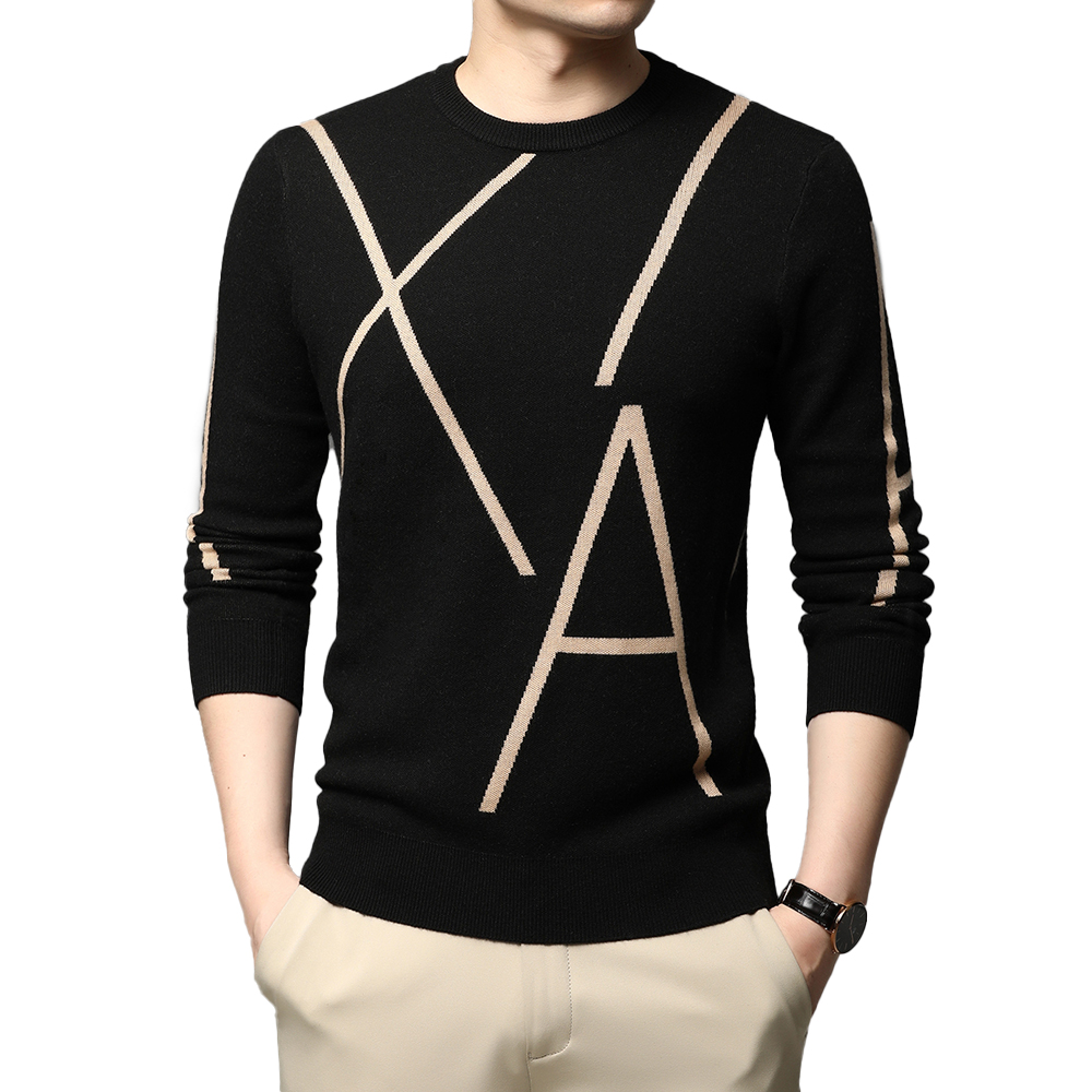 Winter Clothing Brands - 2022 ใหม่แฟชั่นแบรนด์ถัก High End Designer ฤดูหนาวเสื้อขนสัตว์เสื้อกันหนาวสีดําสําหรับ