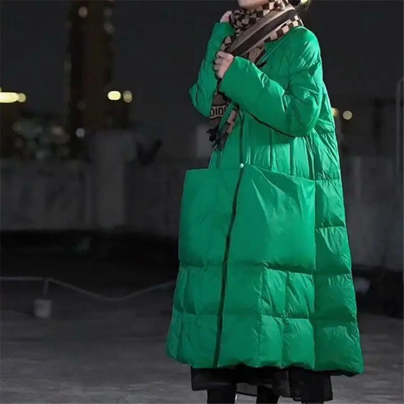 Winter Clothing Brands - แจ็คเก็ตขนเป็ดตัวยาวโอเวอร์ไซส์สำหรับผู้หญิงเสื้อแจ็คเก็ตขนเป็ดเสื้อผ้าผู้หญิงแขนยาวกระเป๋าใหญ่เสื้อคลุมฤดูหนาวแจ็คเก็ตฤดูหนาวแบรนด์หรู