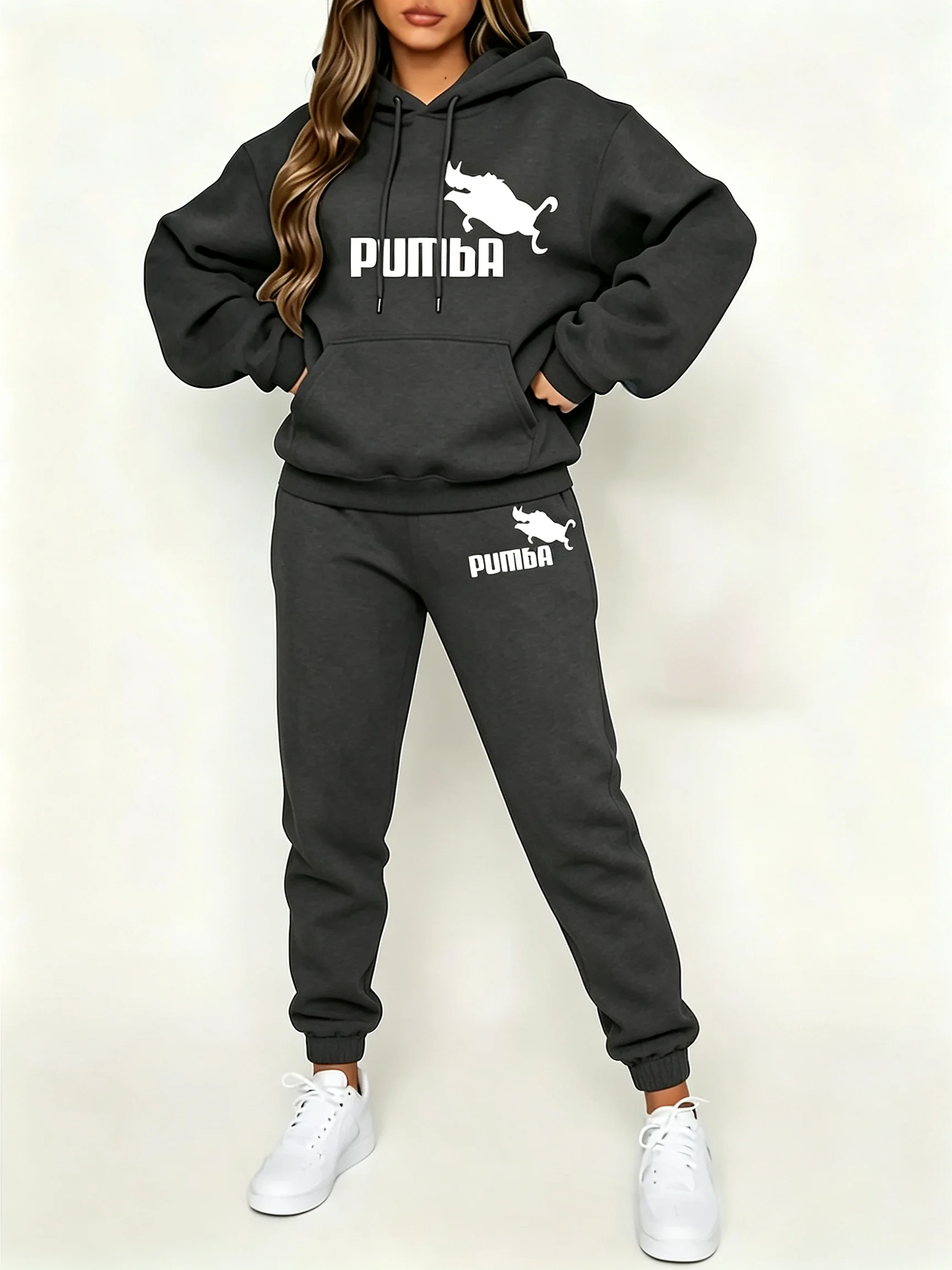 Winter Clothing Patterns - ชุดเสื้อกีฬาและกางเกงกีฬาพิมพ์ลายตัวอักษรสไตล์ฮิปฮอปสตรีทลำลองสำหรับผู้หญิง คอลเลคชั่นใหม่ฤดูใบไม้ร่วงและฤดูหนาว 2026 ชุดกันหนาวอบอุ่น