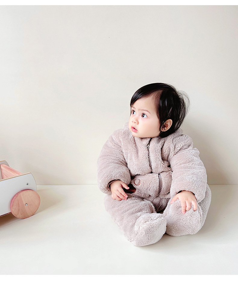 Winter Clothing Toddler - ชุดรอมเปอร์เด็กน่ารัก ชุดจั๊มสูทเด็กผู้หญิงสำหรับฤดูหนาว ชุดรอมเปอร์เด็กผู้ชายผ้าฝ้ายมีฮู้ด อุ่นสบาย เหมาะสำหรับเด็กทารกหัดคลาน
