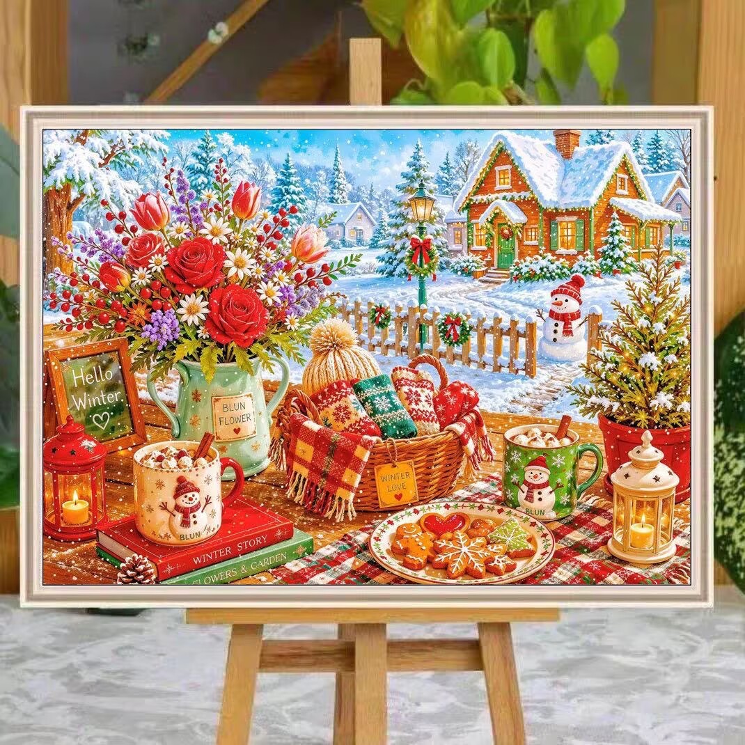 Winter Clothing Pinterest - ชุดงานปักครอสสติชลายฤดูหนาว 9CT 14ct พร้อมอุปกรณ์งานฝีมือ DIY พร้อมเข็มและด้าย