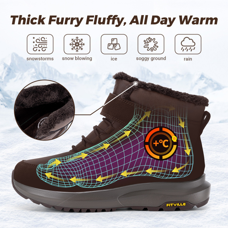 รองเท้าบูทฤดูหนาวสำหรับผู้ชาย  - Snow Boot Fur Lined บทวิจารณ์และราคา