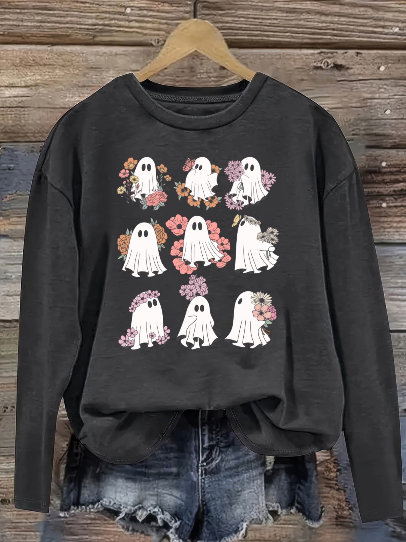 เสื้อยืดแขนยาวคอกลมลายดอกไม้แล - Winter Clothing Patterns บทวิจารณ์และราคา