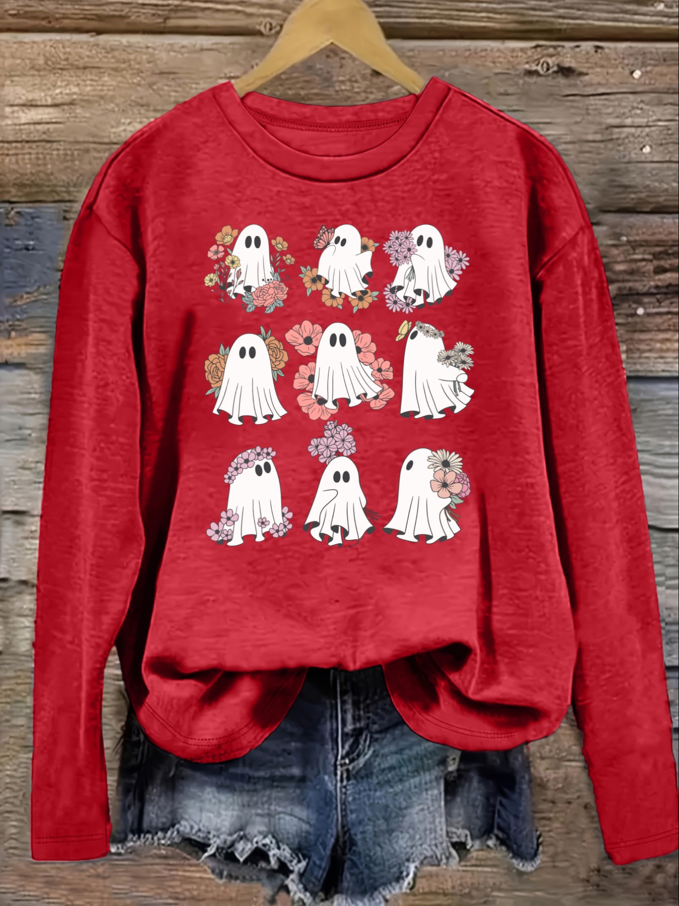 เสื้อยืดแขนยาวคอกลมลายดอกไม้แล - Winter Clothing Patterns บทวิจารณ์และราคา