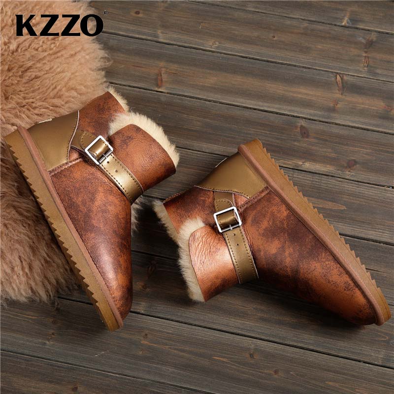 KZZO 2025 ใหม่ผู้ชายสบายๆหนังS - Snow Boot Fur Lined บทวิจารณ์และราคา